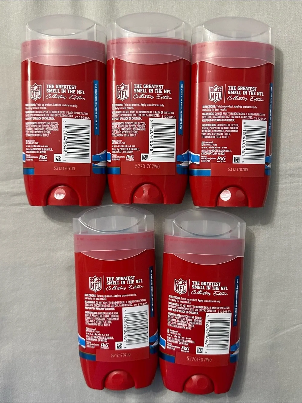 Lot of 5 Old Spice Goff The Chain Deodorant NFL Collector Edition Jared Goff 3oz